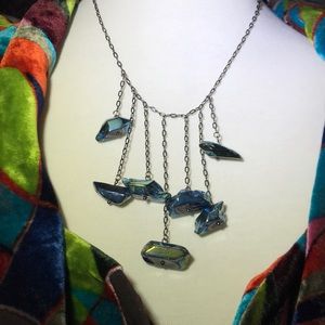 Quartz  blue titanium coated nugget necklace
